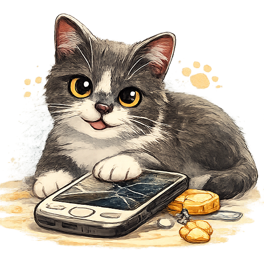 Mascote do Projeto Alô Aumigo segurando celular